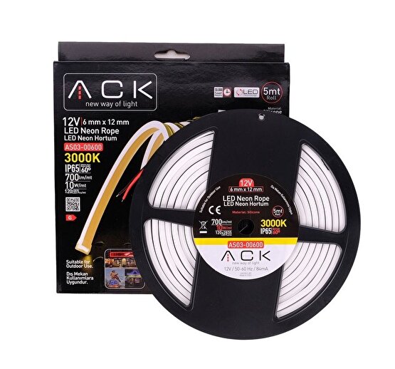 Ack AS03-00600 12V Neon Led Hortum Günışığı 5 Metre