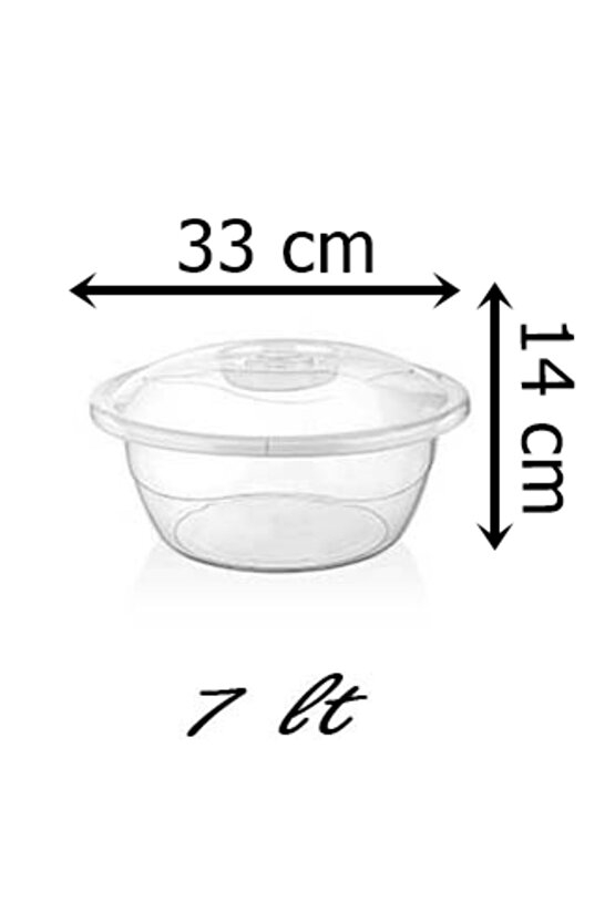 4LÜ SET Plastik 14-10-7-4,5 Litre Kapaklı Hamur Leğeni Saklama Kabı Şeffaf