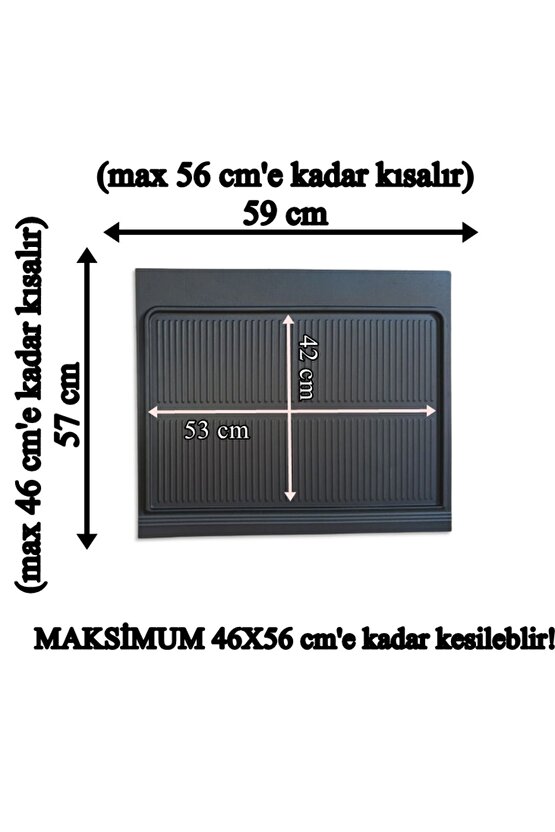 Evye Altı Su Tutucu Antrasit Sert Plastik 59x57 cm (56x46cm e kadar kesilebilir, ÜCRETSİZ KESİM)