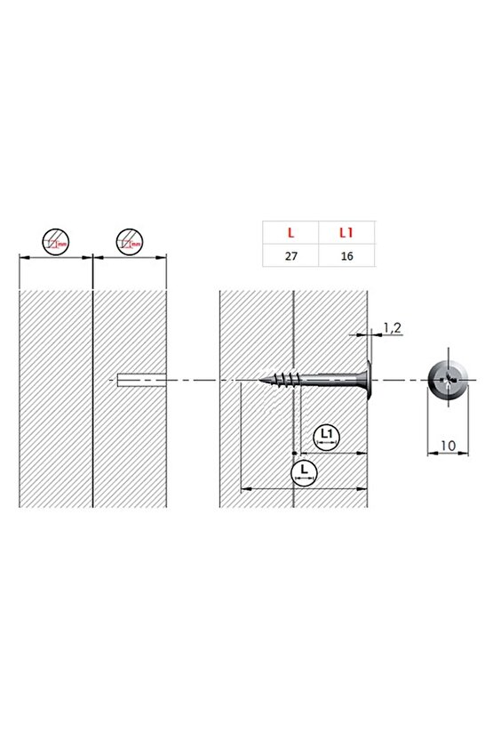 Italıana Ferramenta Düz Başlı Montebent Yerine Geçen Vida 10lu Paket Çap4.0 X 27 Mm