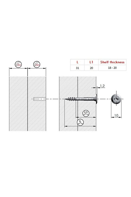 100lü Paket Düz Başlı Montebent Yerine Geçen Vida. Çap 4 Mm X 27 Mmm