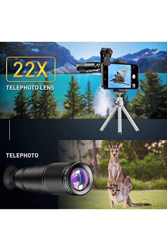 22X teleskop Zoom Lens makro geniş balıkgözü Lens HD telefon kamera Lens Mobil Fotoğrafçılık Kiti