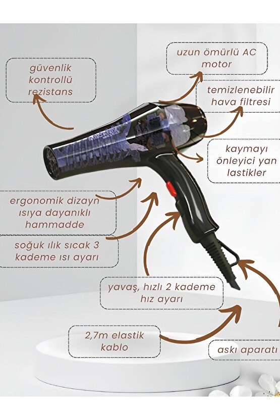 Prof 2500 Watt Profesyonel Saç Kurutma & Fön Makinesi