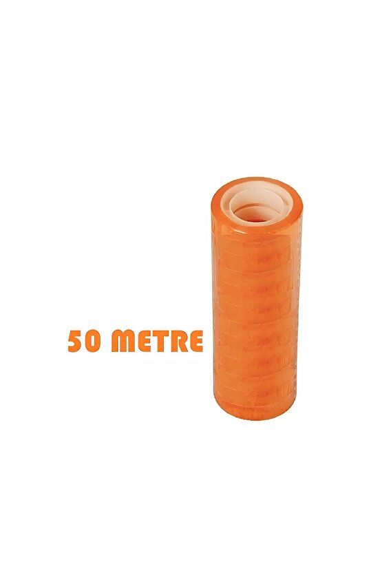 1 Paket Şeffaf Para Bandı 50 Metre 12li