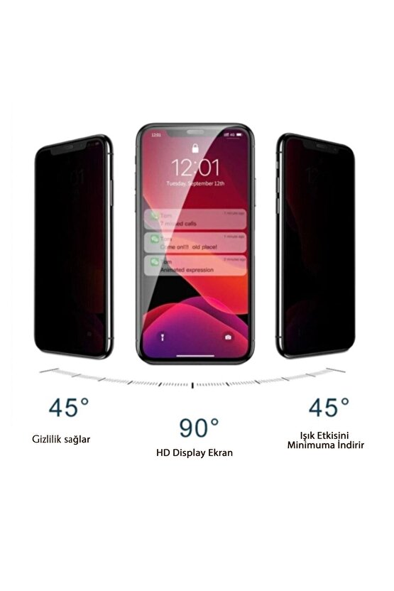 Oppo Reno7  Uyumlu Privacy Hayalet Cam Ekran Koruyucu Siyah