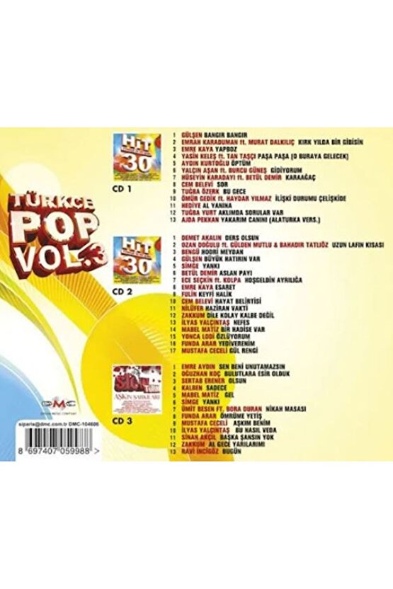 Türkçe Pop Hit ( Vol. 3 - 2017 ) 3 CD Box Set