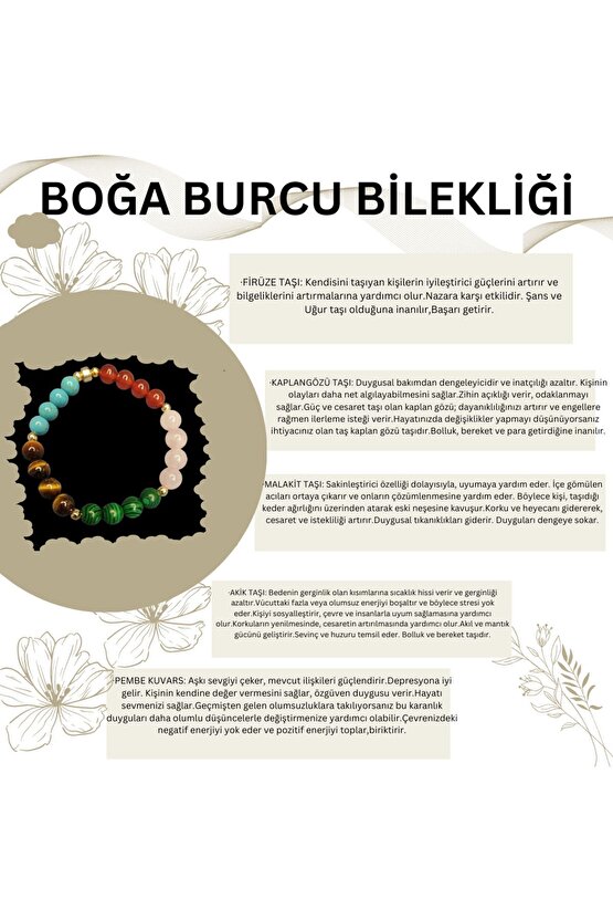 Boğa Burcu Doğal Taş Bileklik