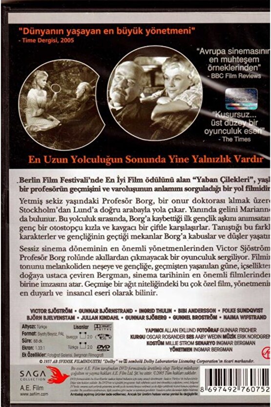 Yaban Çilekleri ( Wild Strawberries ) DVD Türkçe Dublaj + Altyazı