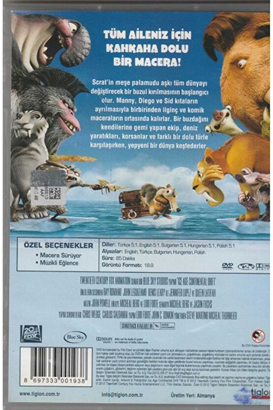 Buz Devri 4: Kıtalar Ayrılıyor ( Ice Age 4 ) DVD Türkçe Dublaj + Altyazı