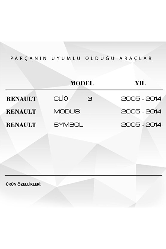 Renault Clio 3 , Symbol , Modus (2005-2014 ) Için Koltuk Ayar Kolu Uyumlu