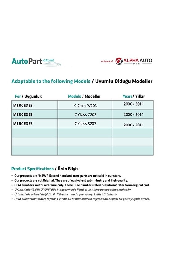 Mercedes C Class W203,c203,s203 Için Orta Konsol Perdesi