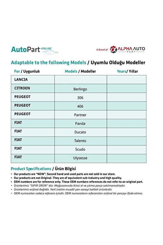 Citroen,peugeot,fiat Için Fren Ve Debriyaj Lastiği