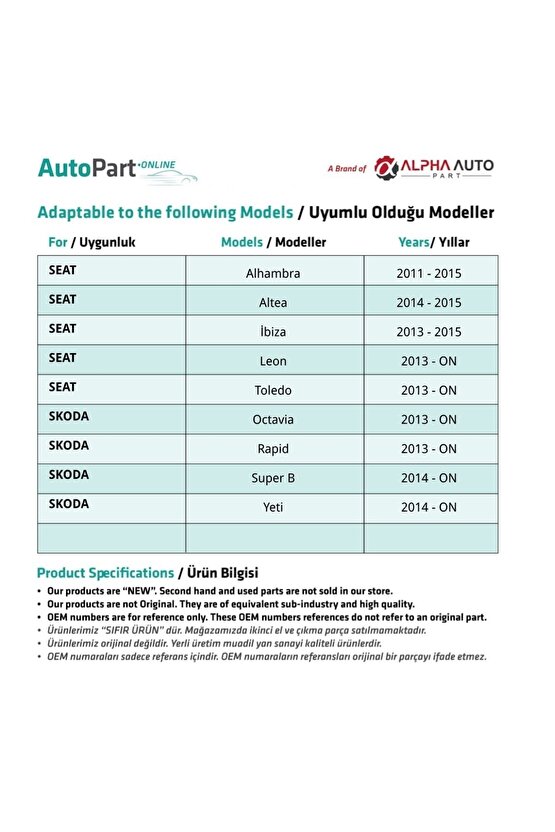 Seat Için Enjektör Basınç Borusu