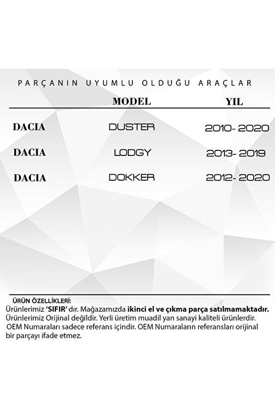 Dacia Duster, Lodgy, Dokker Için Radyatör Pimi