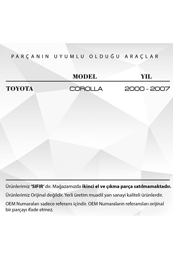 Toyota Corolla Için Su Fıskiye Memesi 2li (2000 - 2007)