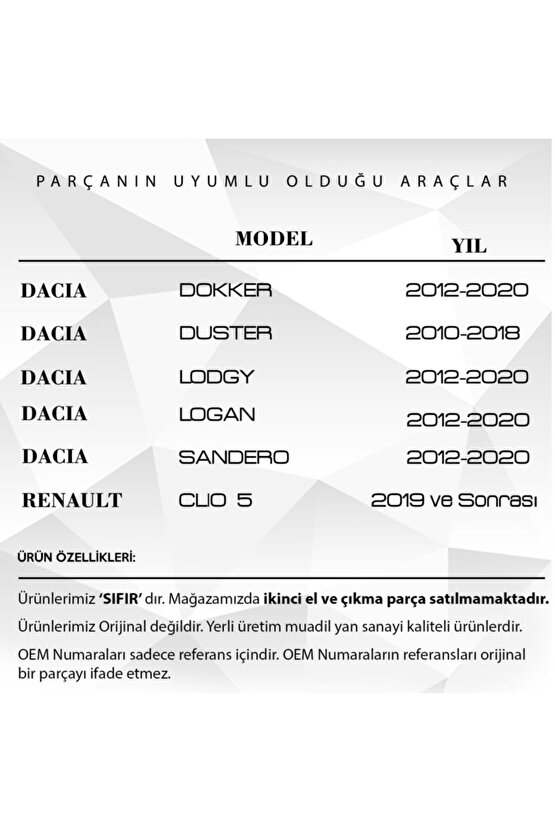 Dacia Dokker,duster,logan,lodgy,sandero,clio Için Pedal Lastiği