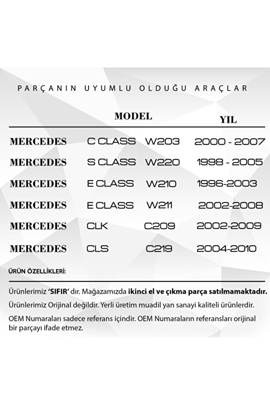 Mercedes E Class W210,w211,s Class,clk,cls Için Kriko Takozu  Uyumlu