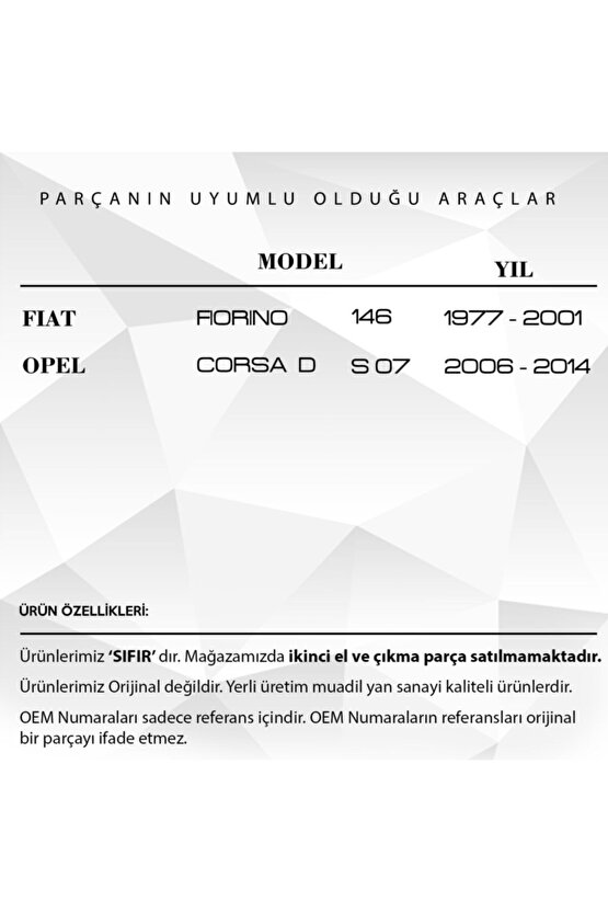 Fiat Fiorino - Opel Corsa D Için Pedal Lastiği