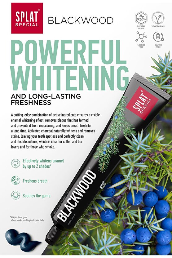 Blackwood Whitening Bitkisel Diş Macunu 75 ml X 2 Adet