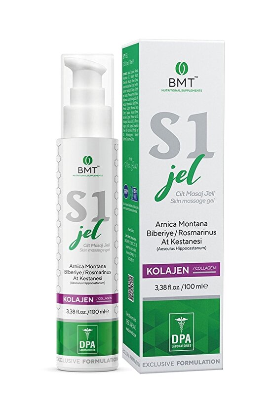 S1™ Masaj Jeli 100 ml Glukozamin Kolajen Bromelain Hyaluronik Asit Kondroitin Boswellia Kafur Krem