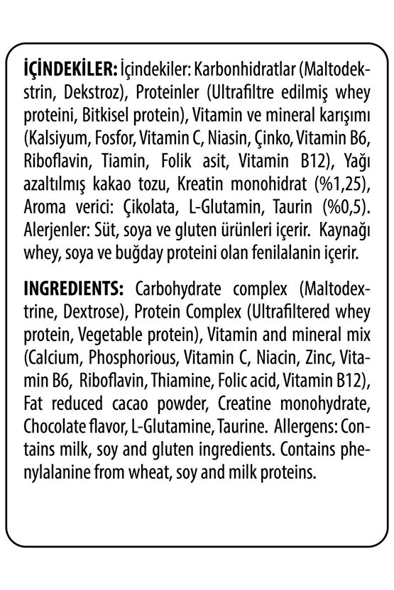 Progainer 17 şase (tek kullanımlık 100 gr) karbonhidrat