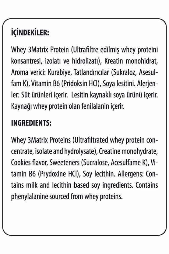 Whey3 Matrix 454 gr Cookies ( Kurabiye ) Aromalı (HALAL CERTIFIED)