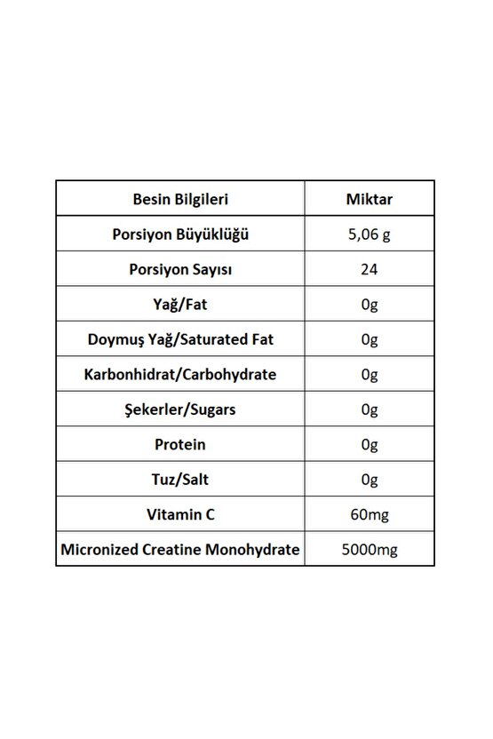 Creabig Creatine Powder 120 gr Kreatin Monohydrate %100 Ultra Pure Micronized Amino Asit