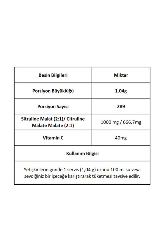 Citrulline Malate 289 Servis 300g Sitrulin Amino Asit