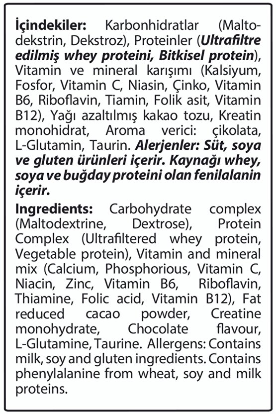 Pro Gainer 5 Kg Çikolata Aromalı Karbonhidrat Tozu