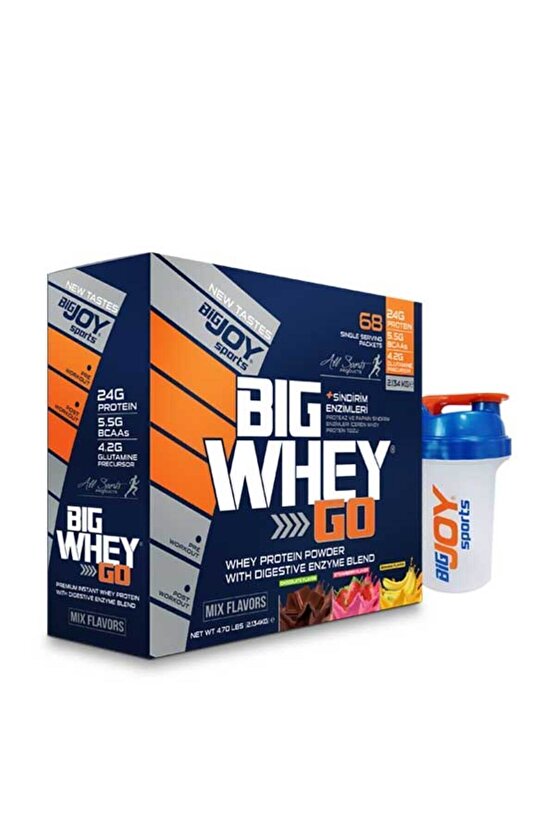 Whey Protein Big Whey Go Protein Tozu Tekli Sachet Mix Aroma 68 Servis Sindirim Enzimi Ilaveli