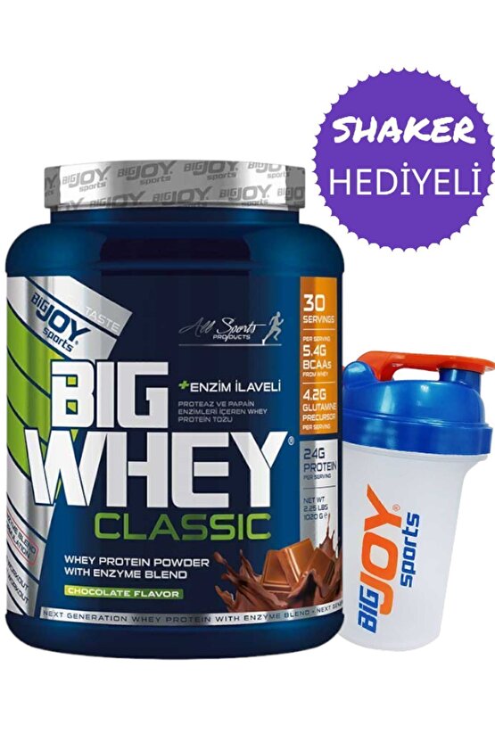 Big Whey Classic Çikolata Aromalı Protein Tozu 30 Servis 1020gr Whey Protein Sindirim Enzimi Ilaveli