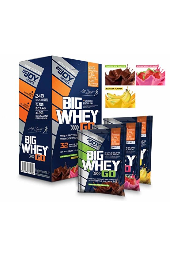 Big Whey Go Whey Protein Tekli Sachet Mix Aroma 32 Servis 1040g - Protein Tozu - Shaker 500 ml