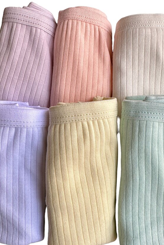 6 Adet Fitilli Kız Cocuk Pastel Renk Pamuklu Boxer