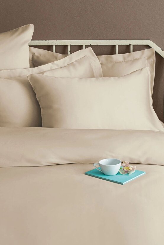 Simply Orchid Beige Pamuk Saten Nevresim Takımı King