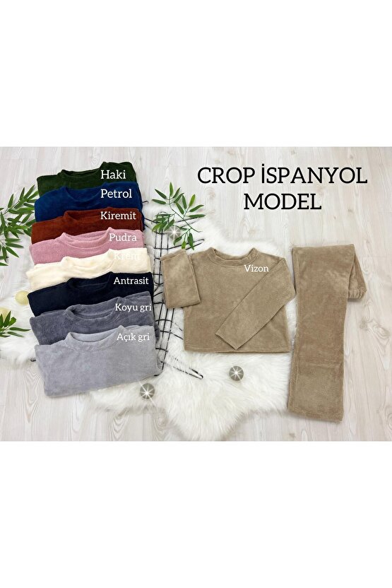 Peluş Takım Ispanyol Paça Crop Model(PATİK HEDİYELİ)