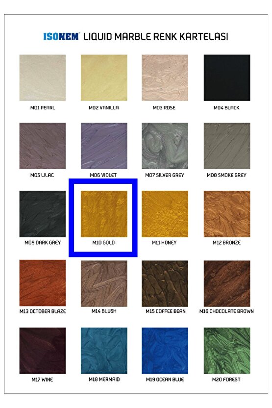 Liquid Marble ( Sıvı Mermer ) Mermer için sıvı kaplama Malzemesi 5 kg set M10 Gold (ALTIN)