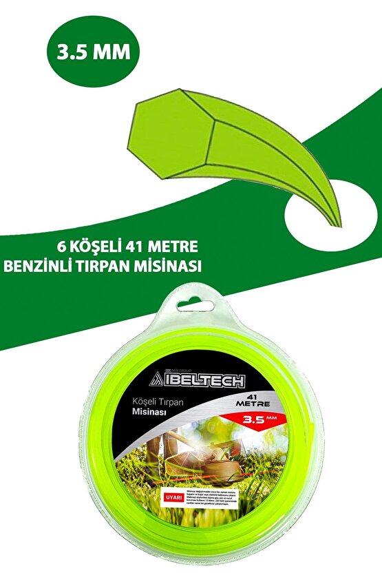 2T 1 Litre Ölçekli Yağ ve 6 Köşe 3.5 mm 41 Metre Tırpan Misinası Dayanıklı Misina İbeltech