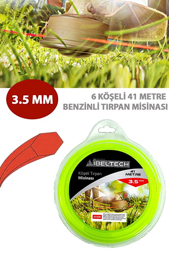 2T 1 Litre Ölçekli Yağ ve 6 Köşe 3.5 mm 41 Metre Tırpan Misinası Dayanıklı Misina İbeltech