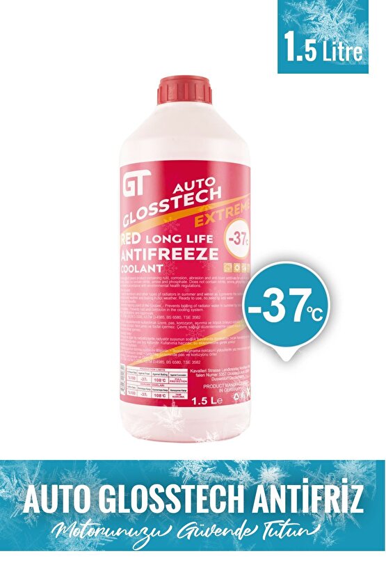 Auto Glosstech Car Coolant Red Antifriz - 37°C – 1.5 Litre