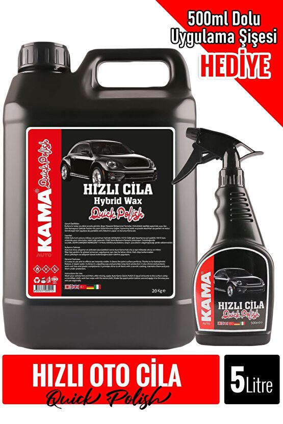 Auto Kama Hızlı Cila 5lt +500ml Dolu Uygulama Şişesi Ile