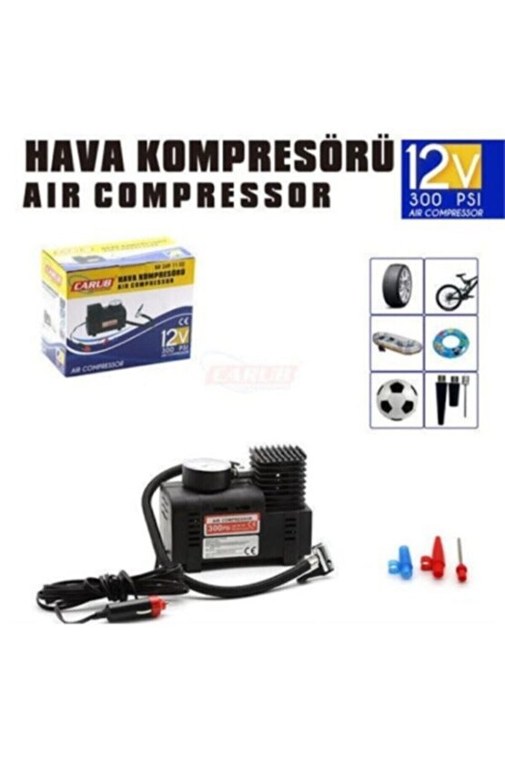 Çakmaklık Girişli Hava Kompresörü 12v 300 Psi Lastik Şişirici Pompa