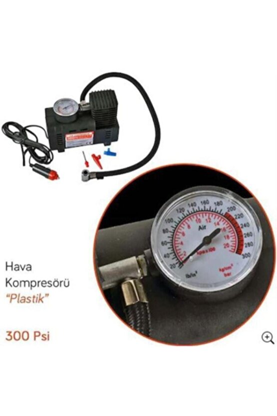 Çakmaklık Girişli Hava Kompresörü 12v 300 Psi Lastik Şişirici Pompa