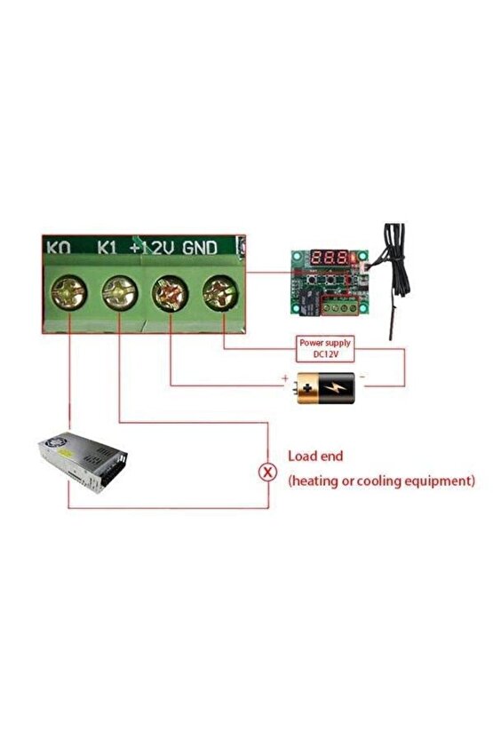 Kutulu W1209 12V DC Dijital Termostat Sıcaklık Kontrol Devresi Sensörlü