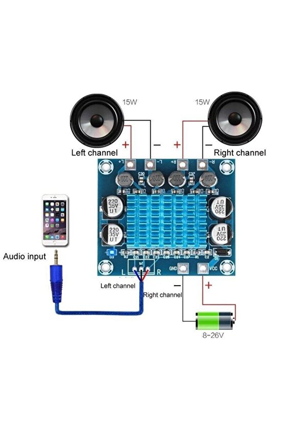 Tpa3110 2x15w Streo Çift Kanal Uyumlu Amfi Devresi Xh-a232