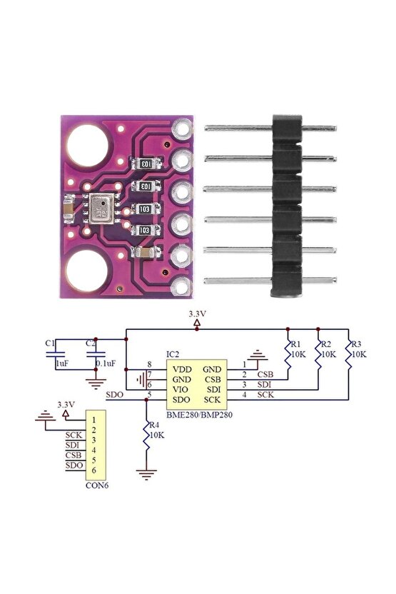 Hw-611 Bmp280 3.3v Dijital Basınç Yükseklik Sensörü Atmosferik Modülü