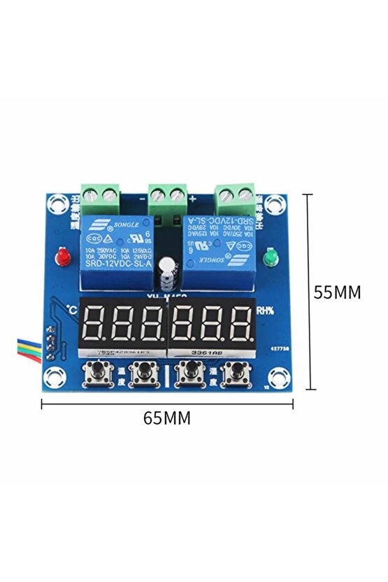 Xh-m452 Dc 12v 10a Dijital Led Çift Çıkış Sıcaklık Ve Nem Kontrol Modülü