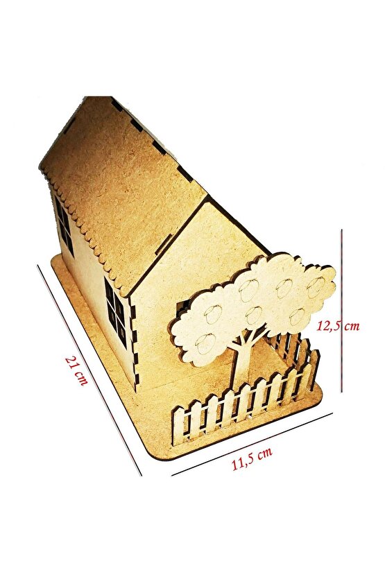 3d Ahşap Boyama Maketi Bahçeli Çitli Ev Etkinlik Oyunu