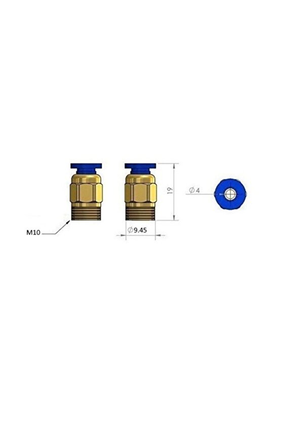 Pc4-m10 Teflon Boru Tutucu Pnömatik Konnektör Rakor, 3d Yazıcı Filament