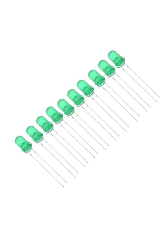 10 Adet - 5mm Diffused Led - Yeşil(green) - Arduino, Deney