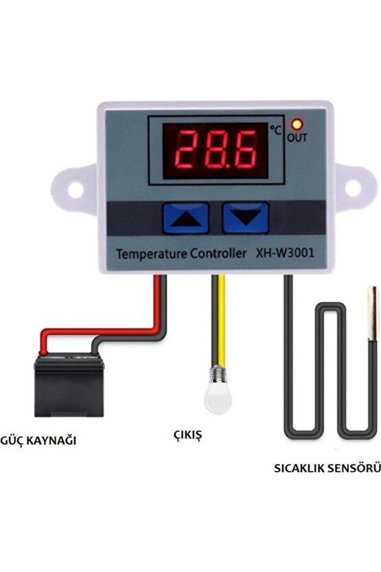 Xh-w3001 12v Dc Dijital Termostat Akvaryum Kuluçka Makinesi